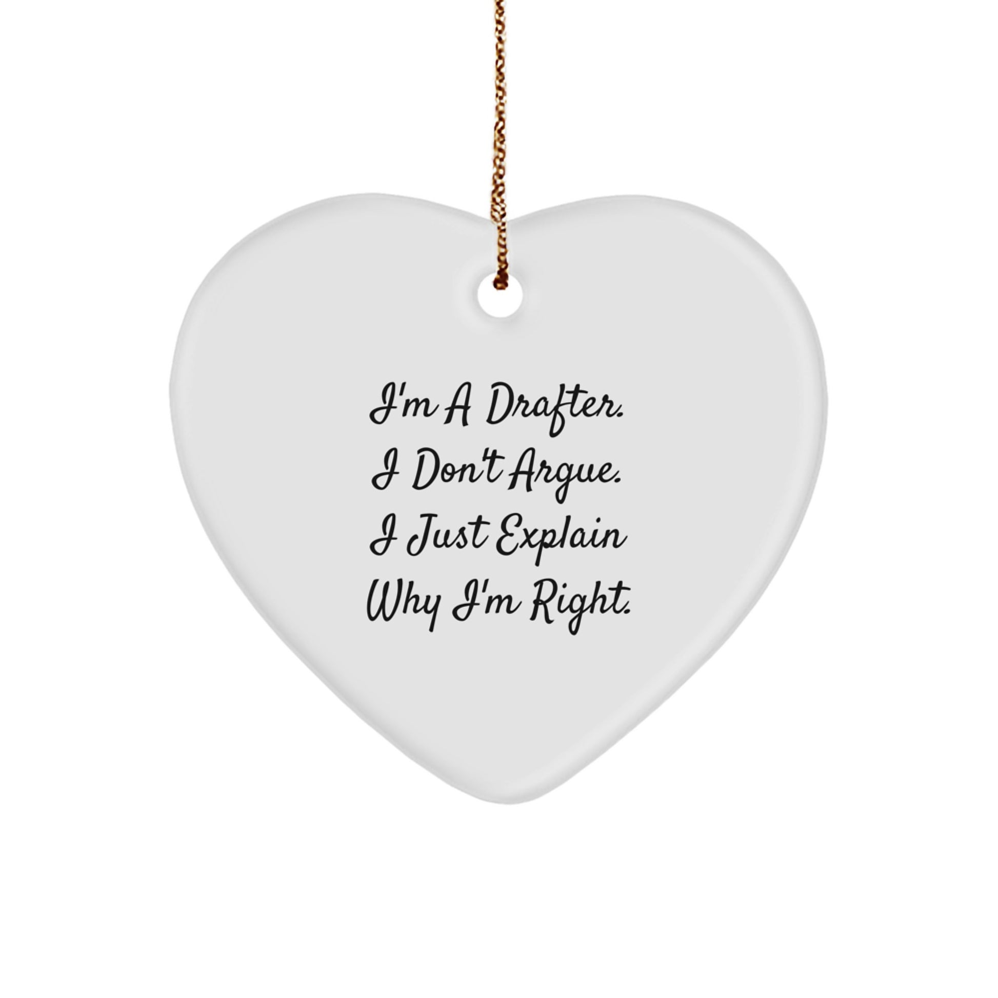 Drafter Heart Ornament, Funny Quote, Gifts from Men to Women, Perfect Christmas Unique Gift - Image 1