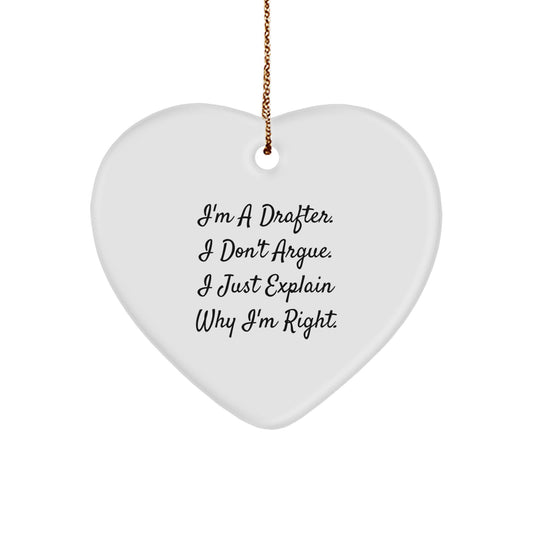 Drafter Heart Ornament, Funny Quote, Gifts from Men to Women, Perfect Christmas Unique Gift - Image 1