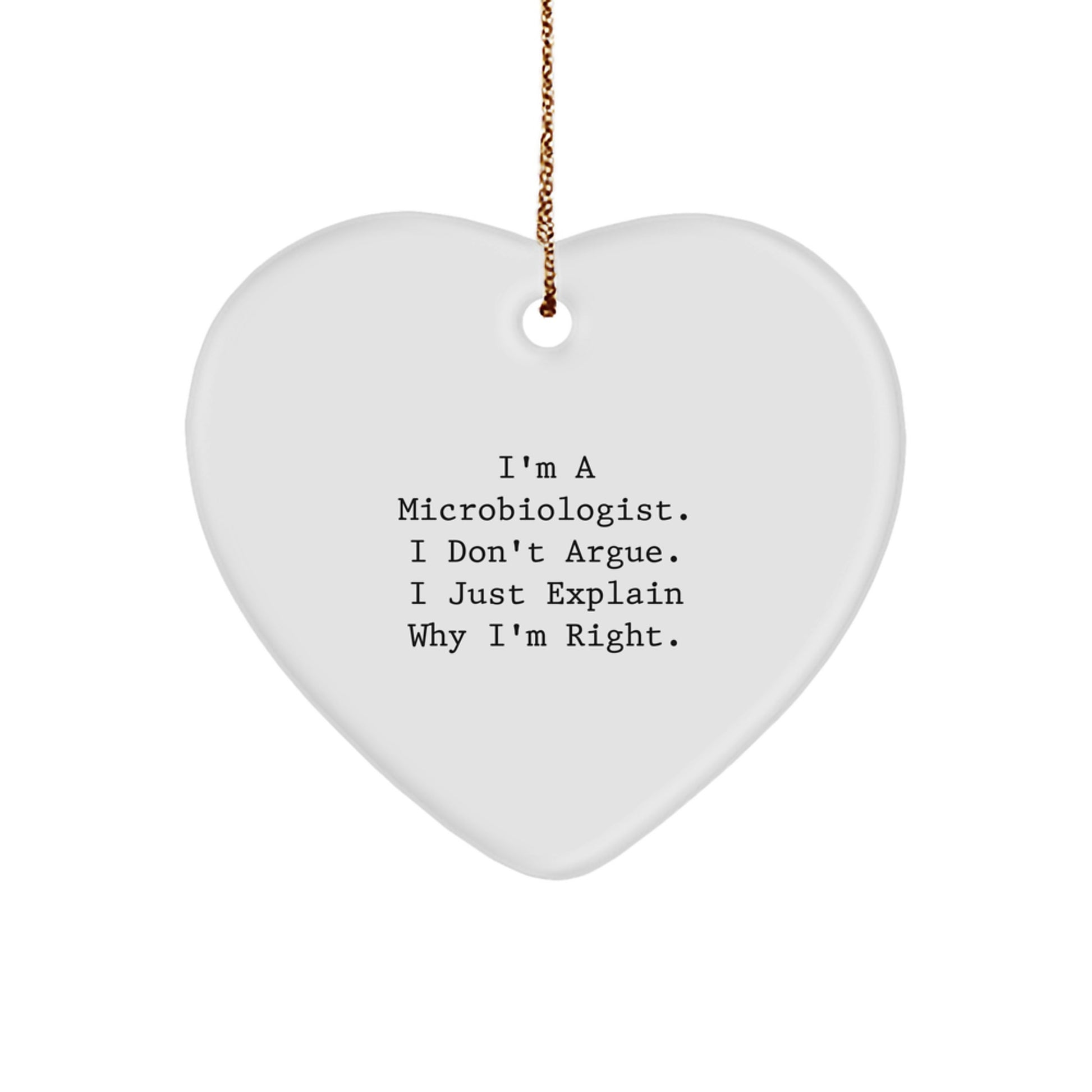 Microbiologist Heart Ornament, Funny Quote Gifts from Friends to Coworkers, Christmas Unique Finds - Image 1