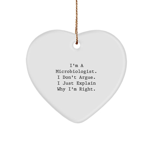 Microbiologist Heart Ornament, Funny Quote Gifts from Friends to Coworkers, Christmas Unique Finds - Image 1