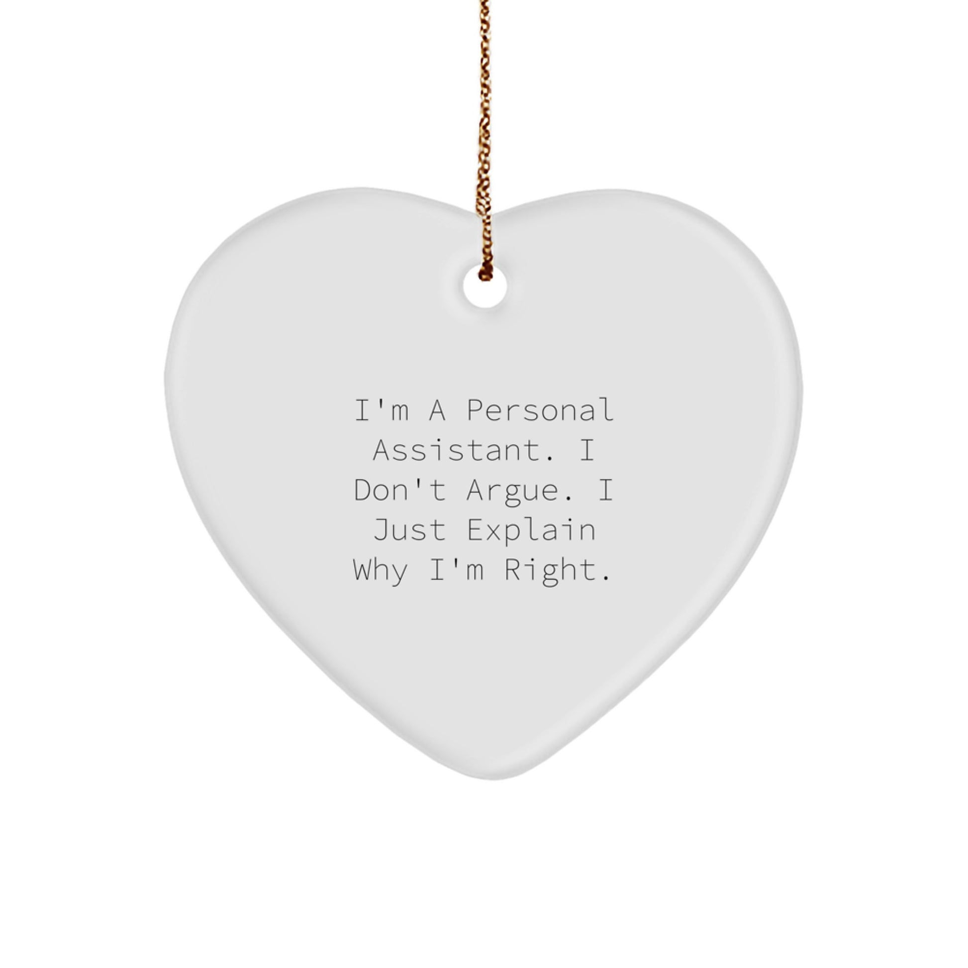 Personal Assistant Gifts from Friends, Christmas Unique Heart Ornaments with Funny Quote, Gifts for Personal Assistants - Image 1