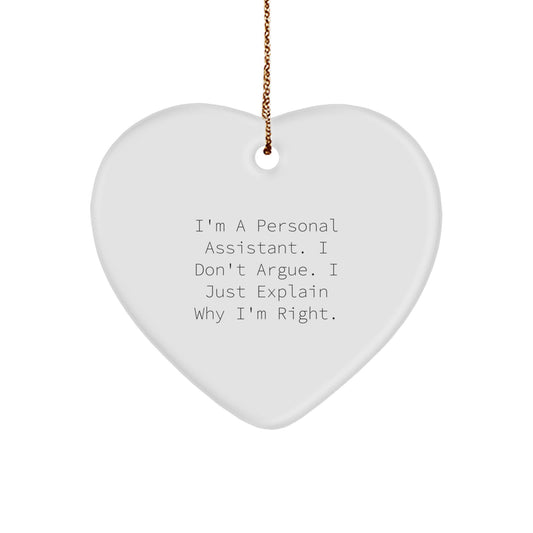 Personal Assistant Gifts from Friends, Christmas Unique Heart Ornaments with Funny Quote, Gifts for Personal Assistants - Image 1