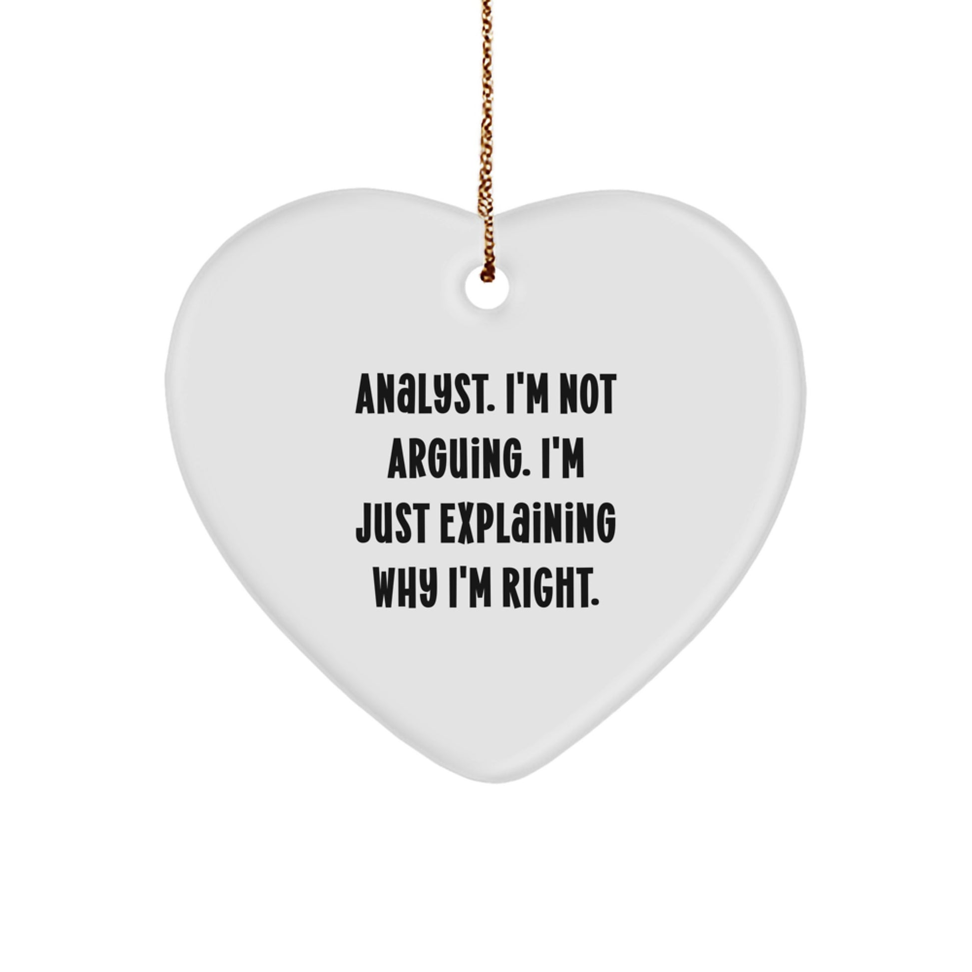 Funny Analyst Gifts for Christmas, 'I'm Not Arguing, I'm Just Explaining Why I'm Right' Heart Ornament for Coworkers, Friends, Family - Image 1