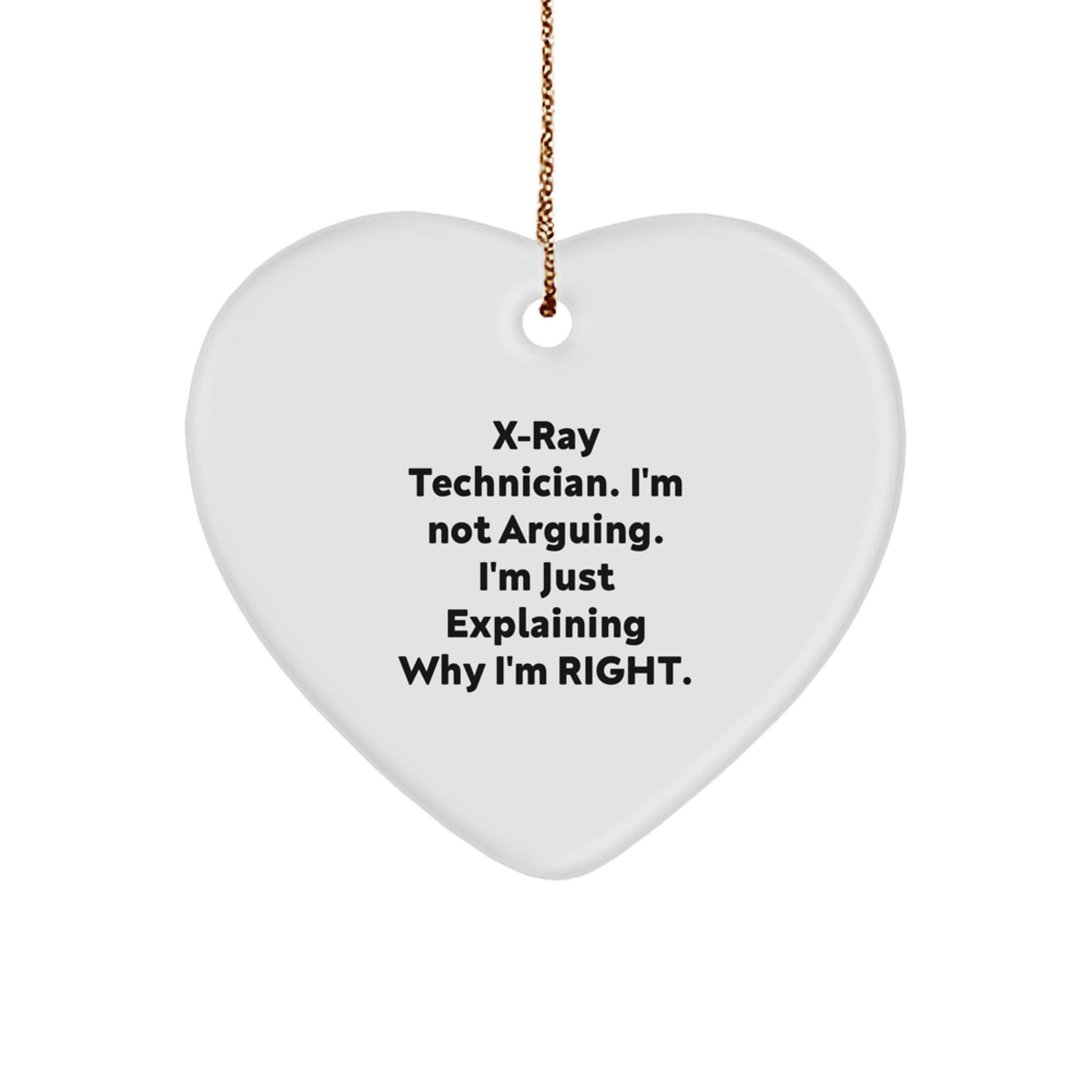 X-Ray Technician Gifts, Funny Heart Ornament for Men, X-Ray Technician Christmas Unique Gifts from Friends, Heart Shaped MDF Decor, 'I'm Not Arguing, I'm Just Explaining Why I'm Right' Quote - Image 1