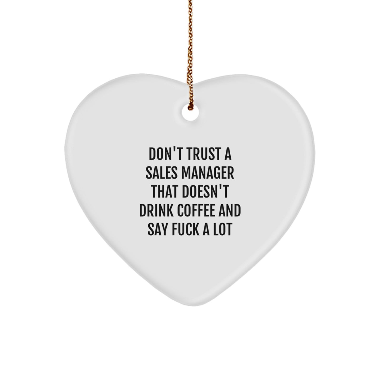Funny Sales Manager Gifts, Heart Ornament with Coffee Lovers Quote, Gifts from Friends to Coworkers for Christmas - Image 1