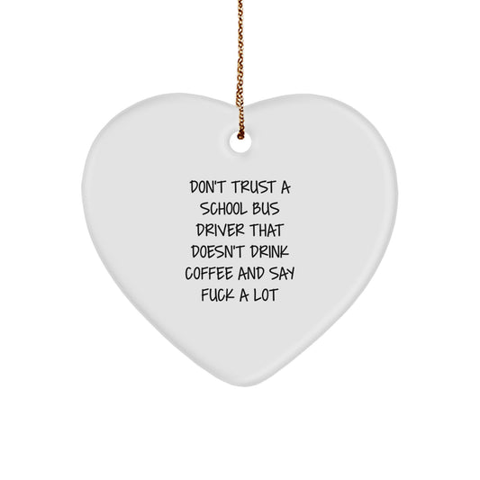 Funny School Bus Driver Gifts from Friends and Family - Heart Ornament for School Bus Driver Christmas Unique Presents - Image 1
