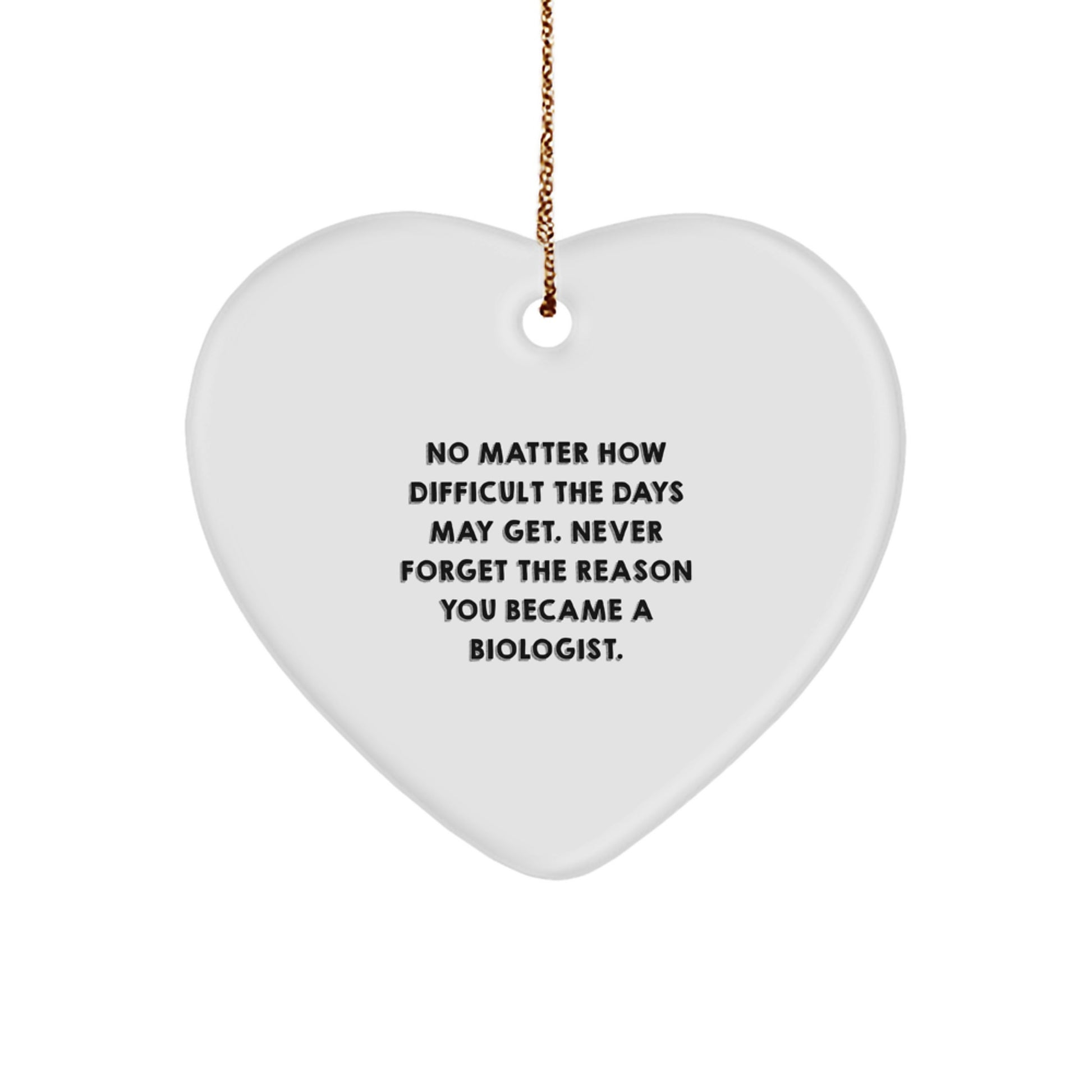 Inspirational Biologist Gifts, Heart Ornament for Christmas 'No Matter How Difficult The Days May Get' - Gifts from Friends to Family - Image 1