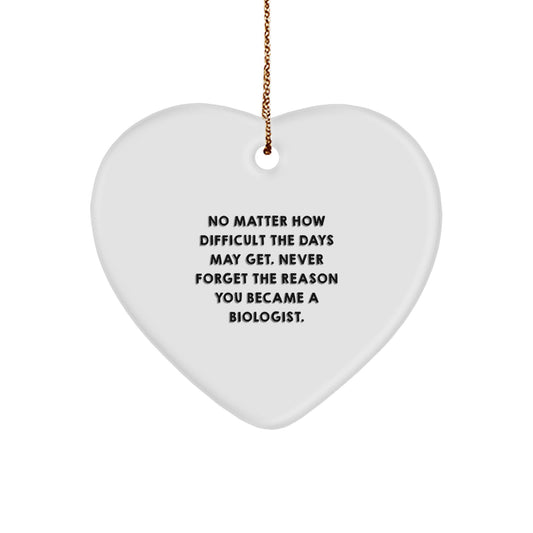 Inspirational Biologist Gifts, Heart Ornament for Christmas 'No Matter How Difficult The Days May Get' - Gifts from Friends to Family - Image 1
