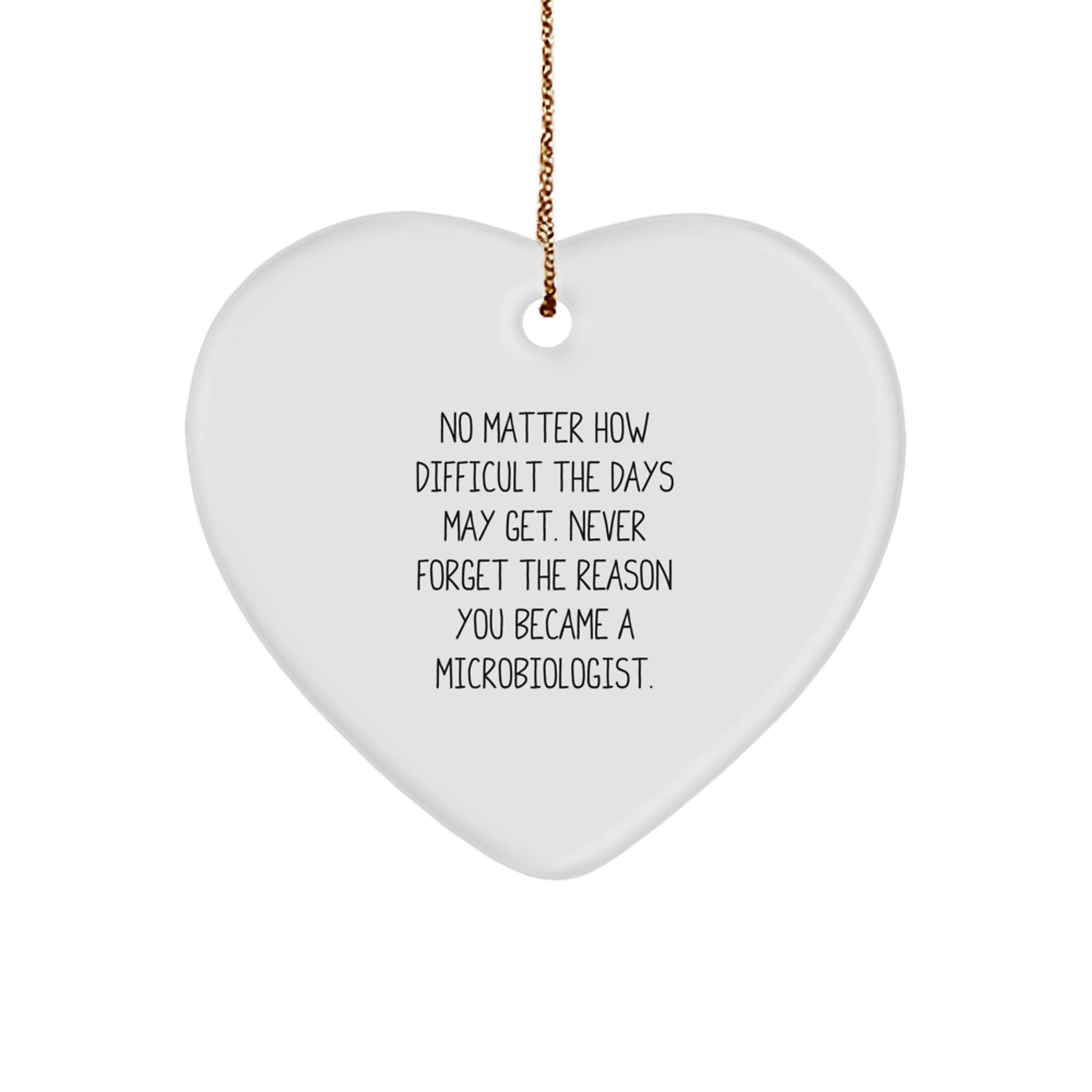 Inspirational Microbiologist Gifts from Friends - 'No Matter How Difficult...' Heart Ornament for Christmas - Image 1