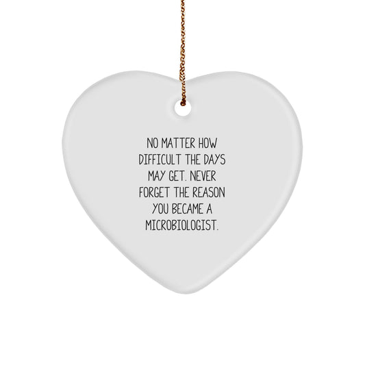 Inspirational Microbiologist Gifts from Friends - 'No Matter How Difficult...' Heart Ornament for Christmas - Image 1