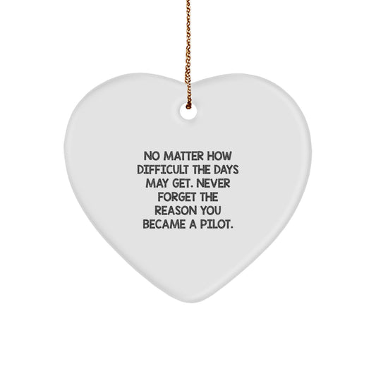 Pilot Gifts for Men, Women, and Friends - Heart Ornament with Inspirational Quote, Christmas Unique Gifts from Family - Image 1
