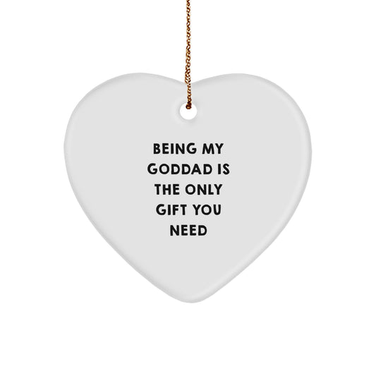 Goddad Heart Ornament, Funny Quote, Gifts from Men to Goddads, Christmas Unique Gifts for Him - Image 1