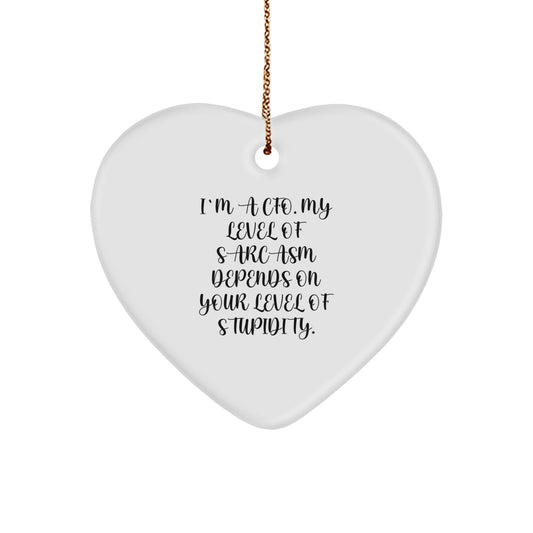 Funny CFO Heart Ornament Gifts from Men to CFOs, 'I'm a CFO, My Level of Sarcasm Depends on Your Level of Stupidity', Christmas Unique Gifts - Image 1