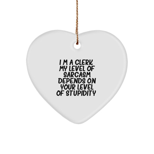 Funny Clerk Heart Ornament Gifts from Friends to Clerk for Christmas - Image 1