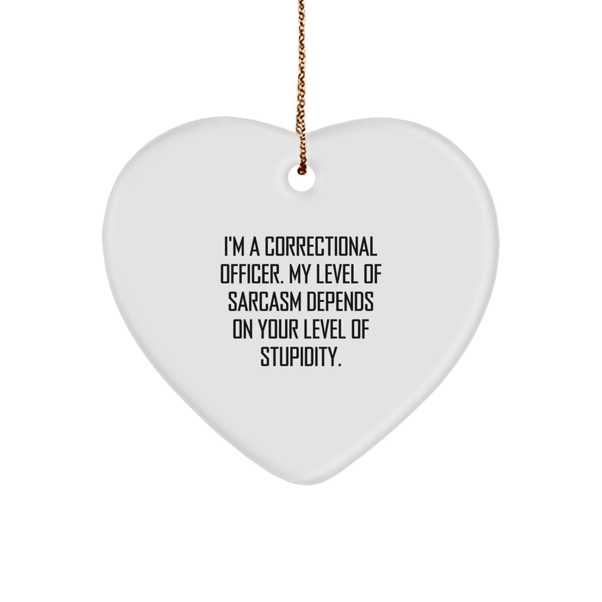 Funny Correctional Officer Gifts, Heart Ornament with Sarcasm Quote, Christmas Unique Gifts from Family - Image 1