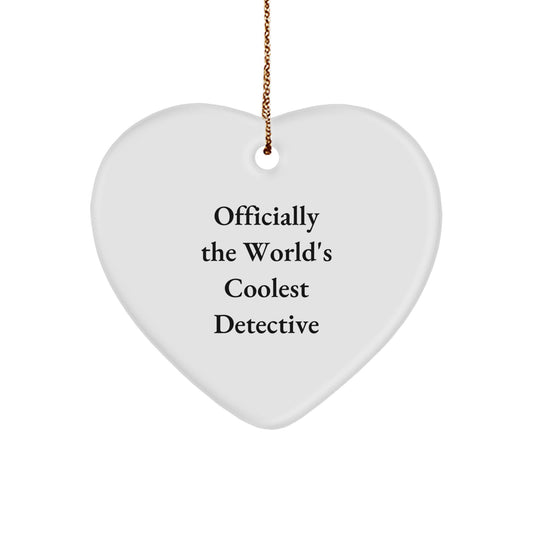 Funny Detective Heart Ornament - Officially The World's Coolest Detective Gifts from Men to Friends for Christmas Unique - Image 1
