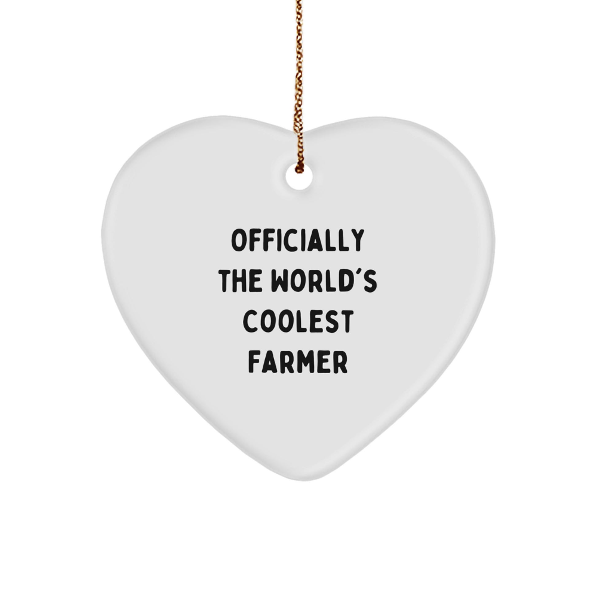 Gifts from Family, Friends or Coworkers for 'Officially The World's Coolest Farmer' - White Heart Ornament for Christmas Unique Gift Ideas - Image 1