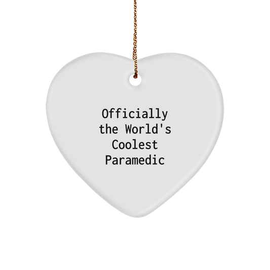 Funny Rescue Worker Gifts from Men - Officially The World's Coolest Rescue Worker Heart Ornament, Perfect for Rescue Worker Christmas Unique Gifts, Rescue Worker Heart Ornament - Image 1