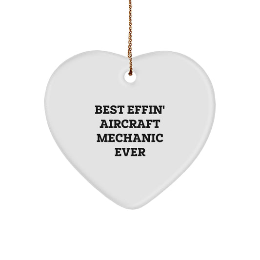Funny Aircraft Mechanic Gifts from Friends - 'Best Effin' Heart Ornament for Christmas - Image 1