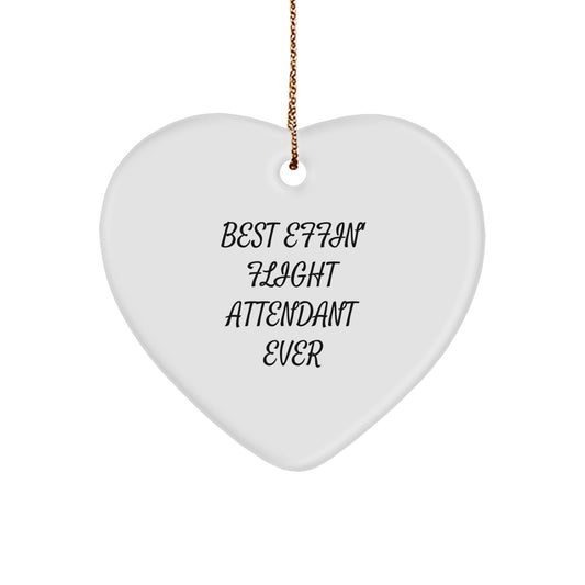 Funny Flight Attendant Gifts for Christmas, Best Effin' Heart Ornament for Flight Attendant Friends, Handcrafted MDF Heart Shaped Ornament - Image 1