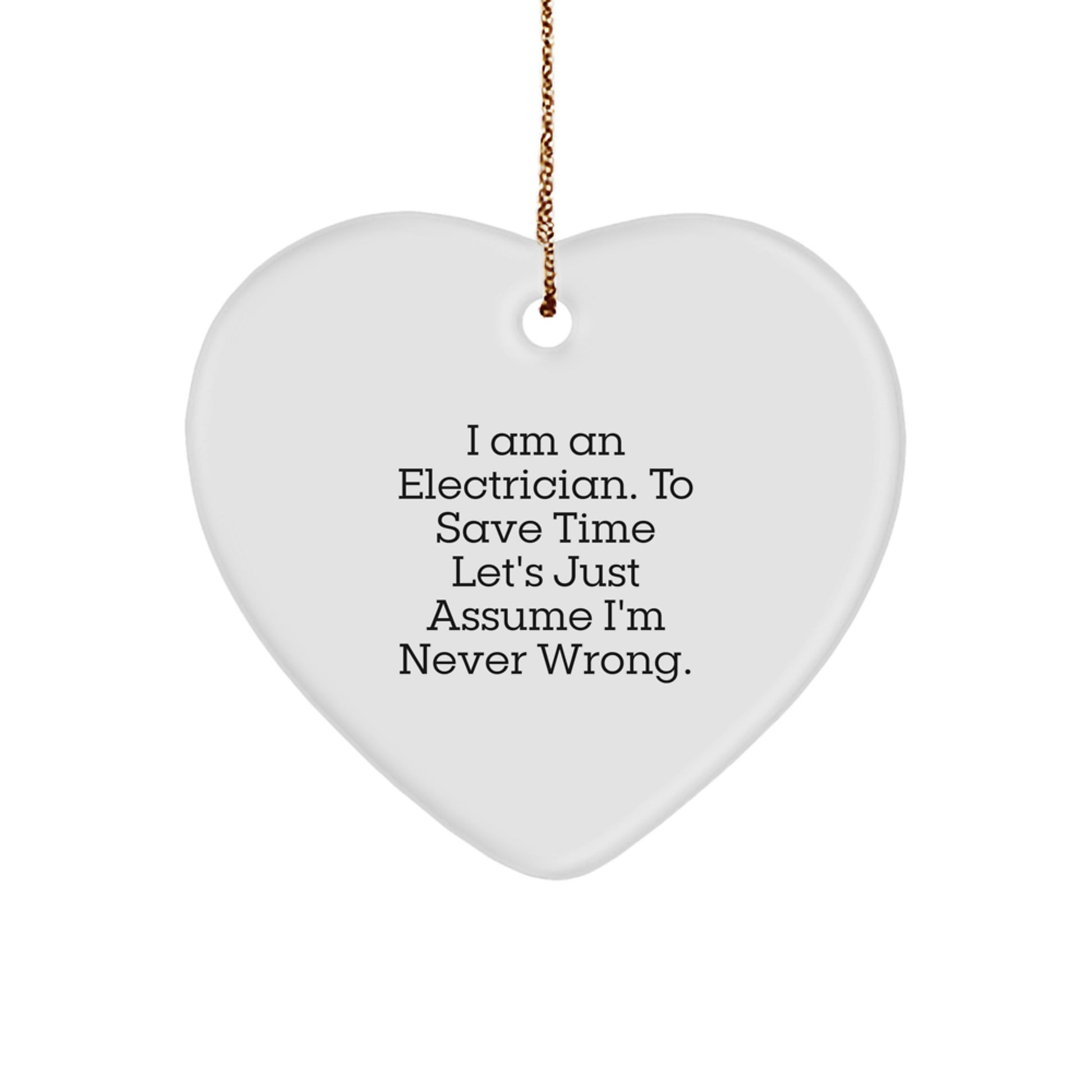 Funny Electrician Gifts from Men to Electrician Friends for Christmas Unique Gifts - 'I Am An Electrician. To Save Time Let's Just Assume I'm Never Wrong.' - Image 1