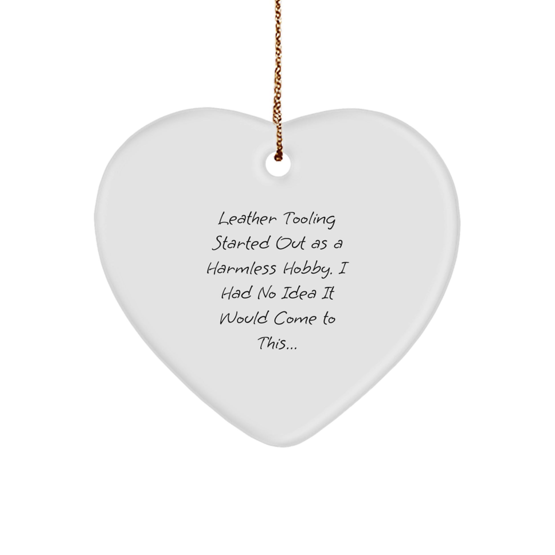 Leather Tooling Gifts from Friends, Family, and Coworkers - Heart Ornament for Christmas - Image 1