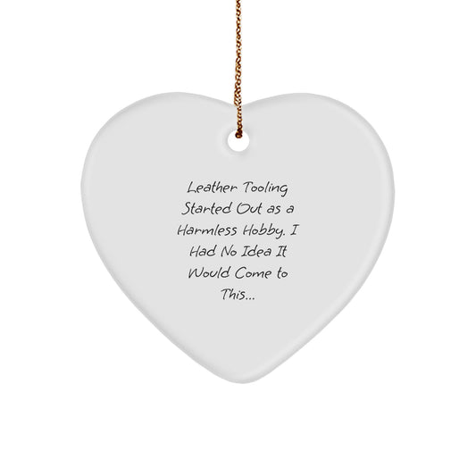 Leather Tooling Gifts from Friends, Family, and Coworkers - Heart Ornament for Christmas - Image 1