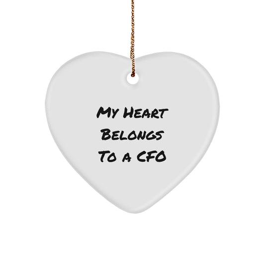 Funny CFO Gifts, 'My Heart Belongs To A CFO' Heart Ornament, Christmas Unique Gifts from Friends to CFO - Image 1