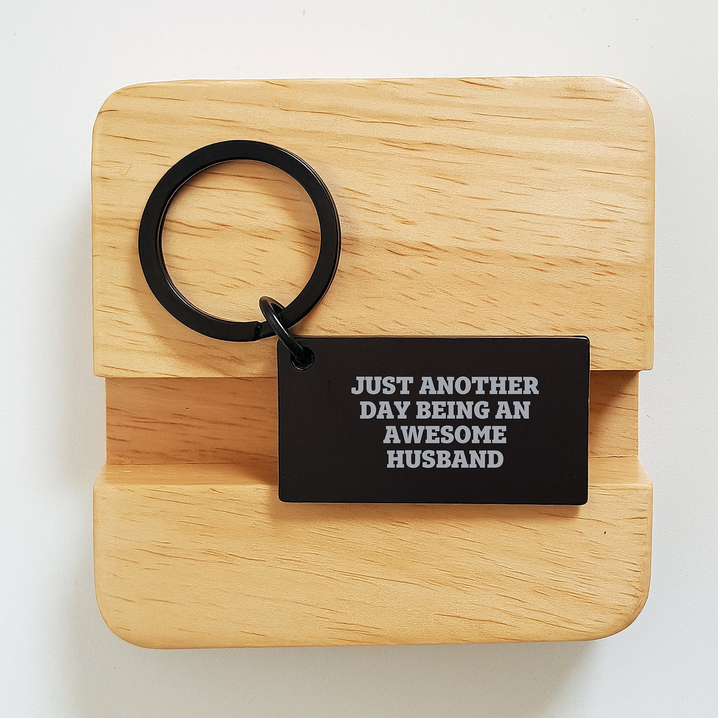 Funny Husband Keychain Gifts from Men, Inspirational Quote 'Just Another Day Being An Awesome Husband' for Birthday Unique Gifts - Image 2