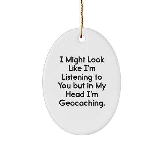 Geocaching Enthusiast Gifts from Family - Funny Oval Ornament for Christmas - Image 1