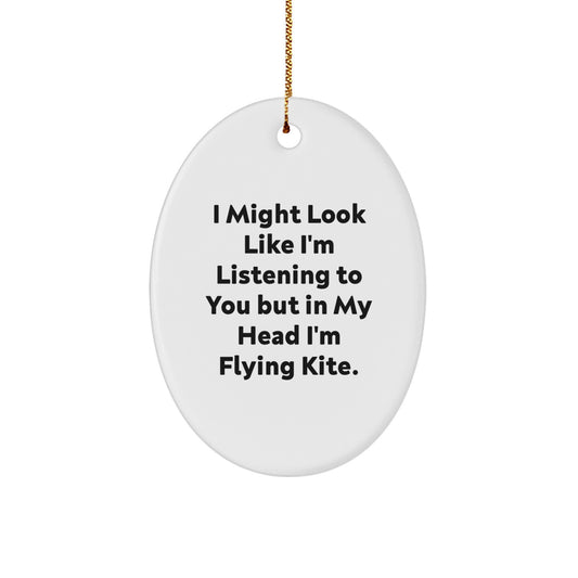 Kite Flying Fun Gifts from Friends and Family - Inspirational Oval Ornament, Cute Quote, Christmas Unique Gifts for Kite Flying Enthusiasts, Oval Ornament, Durable MDF with High-Gloss Finish - Image 1