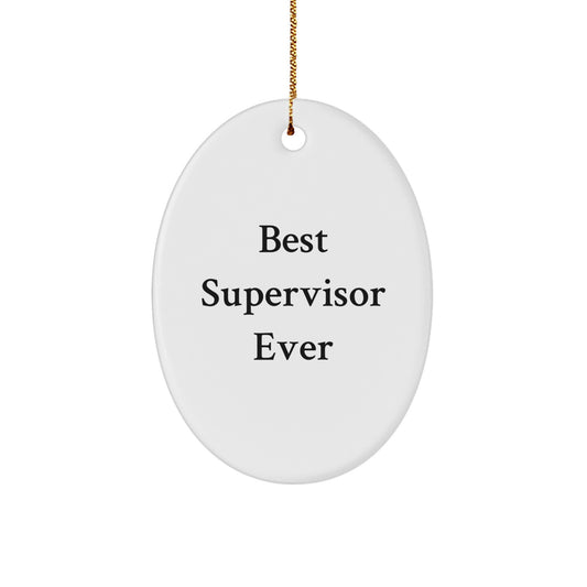 Funny Supervisor Gifts from Friends, Best Supervisor Ever Oval Ornament, Christmas Unique Gifts for Men or Women at Work - Image 1