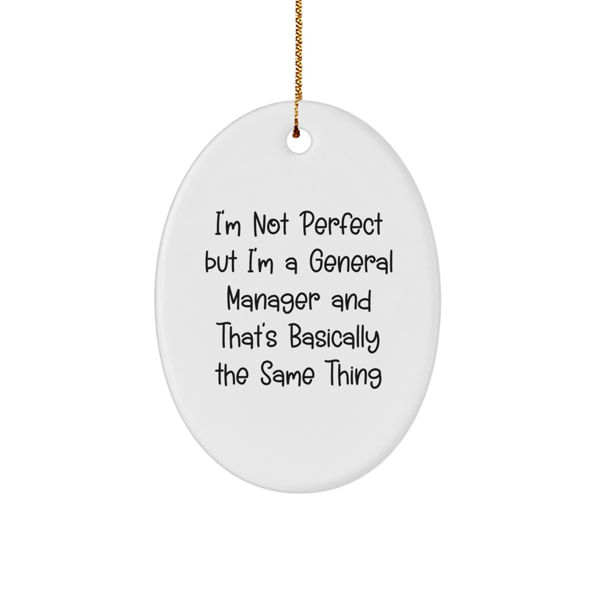 Funny General Manager Gifts from Friends, 'I'm Not Perfect' Oval Ornament for Christmas - Image 1