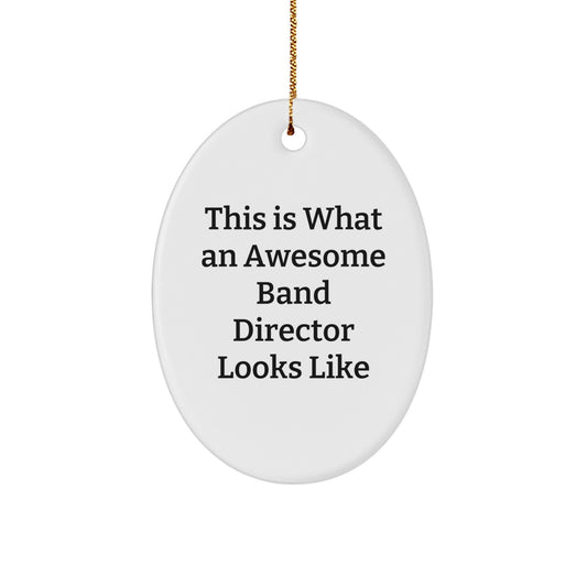 Funny Band Director Gifts from Friends - This Is What Awesome Looks Like Oval Ornament for Christmas - Image 1