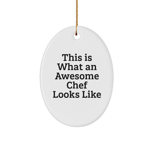 Chef Gifts from Friends - This Is What An Awesome Chef Looks Like Oval Ornament for Christmas - Image 1