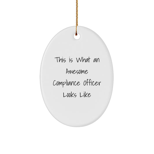 Compliance Officer Gifts from Friends This Is What Awesome Looks Like Oval Ornament, Unique Christmas Unique Gifts for Her Him Men Women Coworkers Family - Image 1