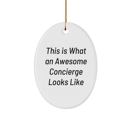 Concierge Gifts from Friends, Family, or Coworkers - Awesome Oval Ornament with Funny Quote, Christmas Decorations - Image 1