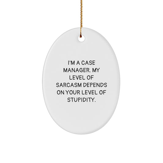 Funny Case Manager Gifts from Friends - I'm A Case Manager Oval Ornament, Oval Shaped, White Color, Perfect for Women Case Managers, Christmas Unique Gifts for Family, Coworkers - Image 1