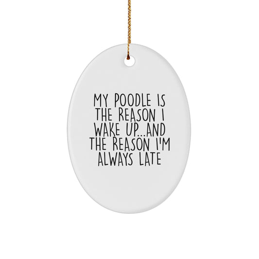 Funny Poodle Dog Oval Ornament Gifts from Men to Friends for Christmas Unique - Image 1