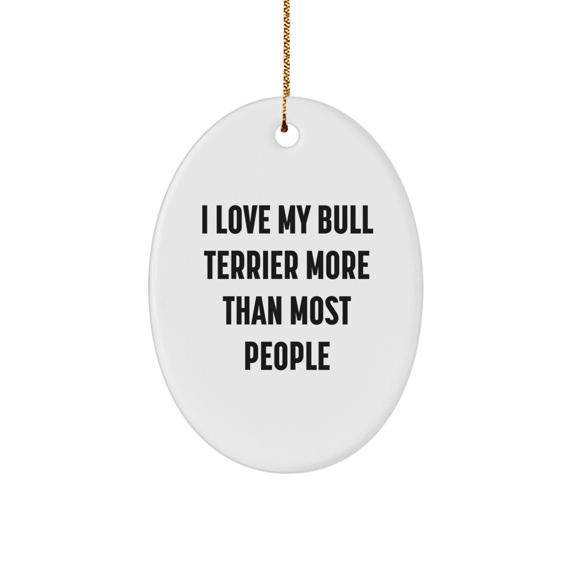 I Love My Bull Terrier, Gifts from Family, Oval Ornament for Bull Terrier Dog Lovers, Christmas Unique Presents - Image 1