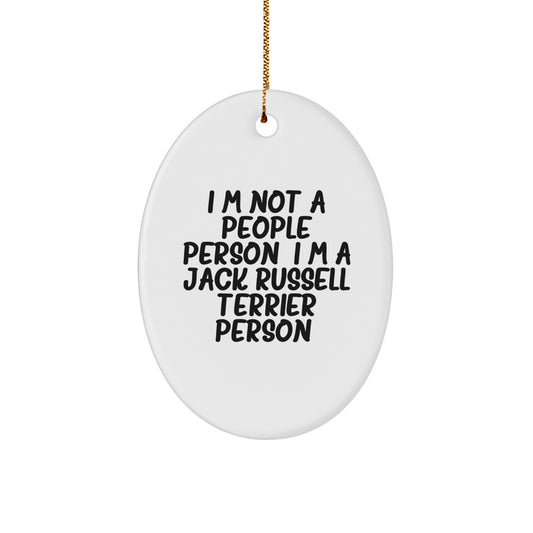 Funny Jack Russell Terrier Dog Gifts for Christmas - 'I'm Not A People Person. I'm A Jack Russell Terrier Person.' Oval Ornament from Friends - Image 1