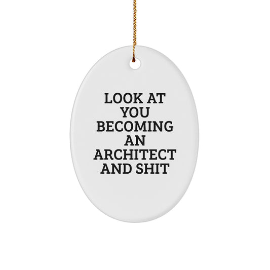 Funny Architect Oval Ornament, Gifts from Men to Friends, Christmas Unique Gifts for Architects - Image 1