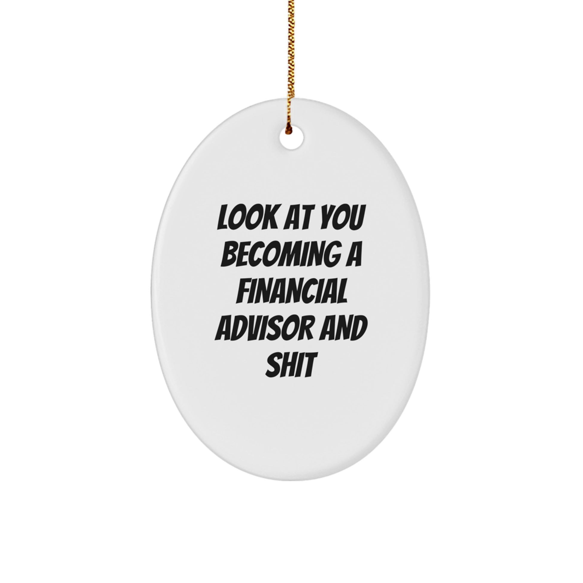 Funny Financial Advisor Gifts for Women, Oval Ornament with 'Look At You Becoming A Financial Advisor And Shit' Quote, Gifts from Mom to Daughter, Christmas Unique Presents - Image 1