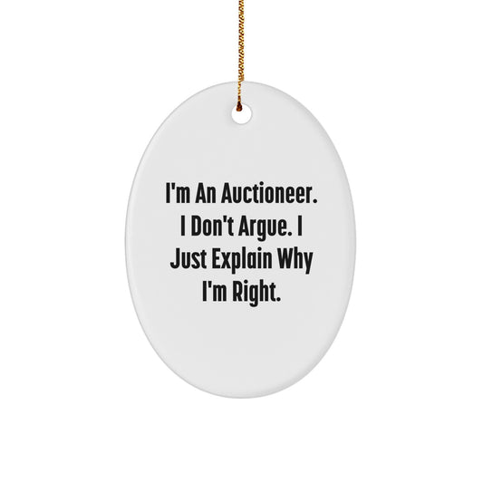 Auctioneer Gifts from Men to Friends - Funny Oval Ornament for Christmas - Image 1