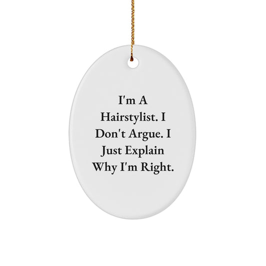 Hairstylists' Humor, Oval Ornament Gifts from Friends, Christmas Cheer - Image 1