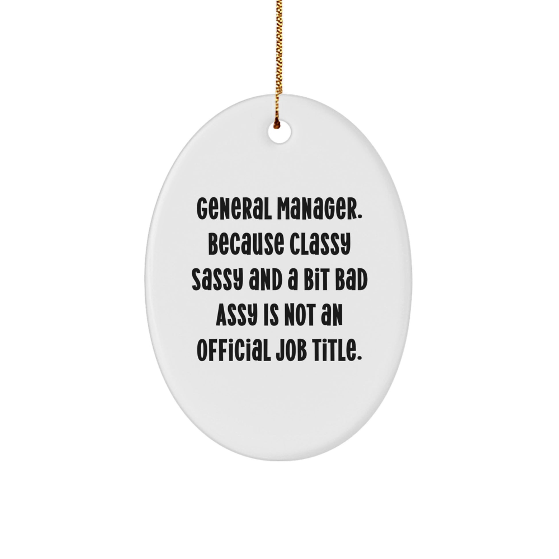 Funny General Manager Gifts, Oval Ornament with Sass, Gifts from Men to Coworkers for Christmas, Unique General Manager Office Decor - Image 1