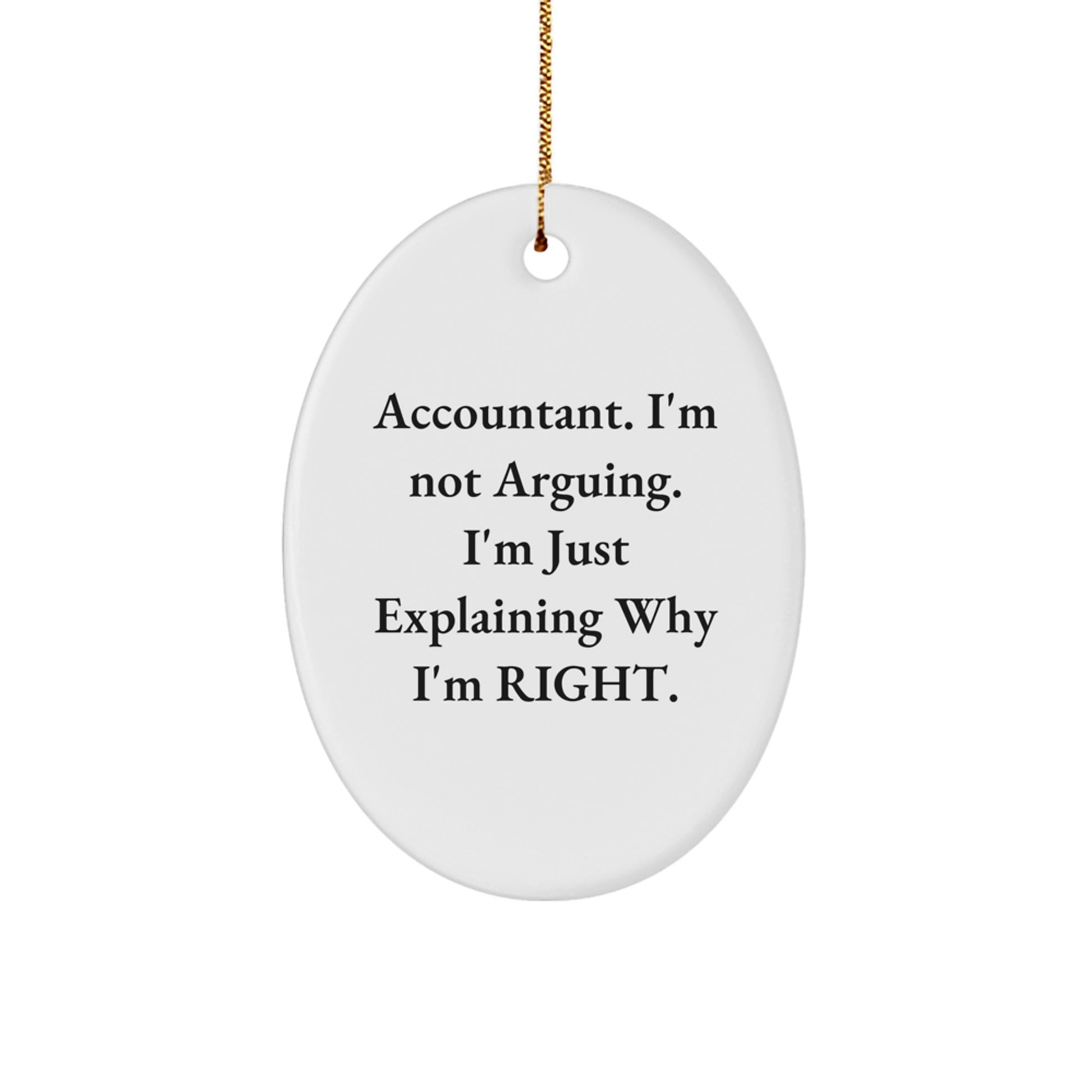 Funny Accountant Gifts from Friends for Christmas - Oval Ornament, 'I'm Not Arguing, I'm Just Explaining...' - Image 1