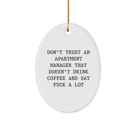 Funny Apartment Manager Gifts from Friends - Oval Ornament, 'Don't Trust...' Quote, Christmas Unique Gifts - Image 1