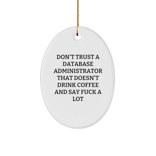 Funny Database Administrator Gifts from Friends - Don't Trust Oval Ornament for Christmas - Image 1