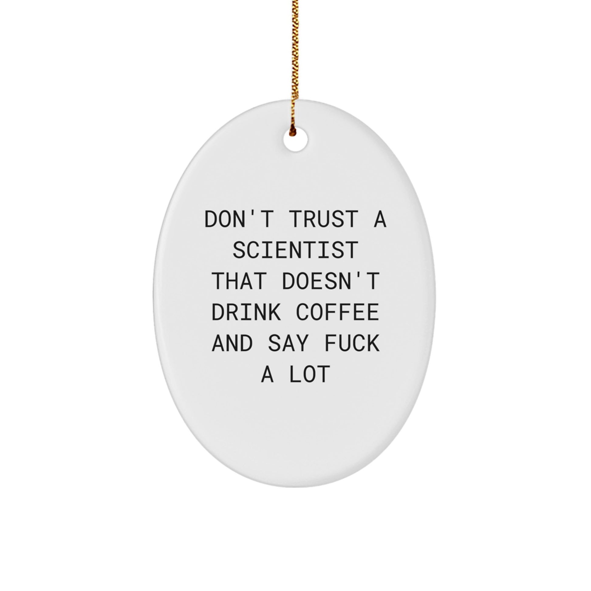 Funny Scientist Gifts: Oval Ornament with 'Don't Trust' Quote for Christmas - Image 1